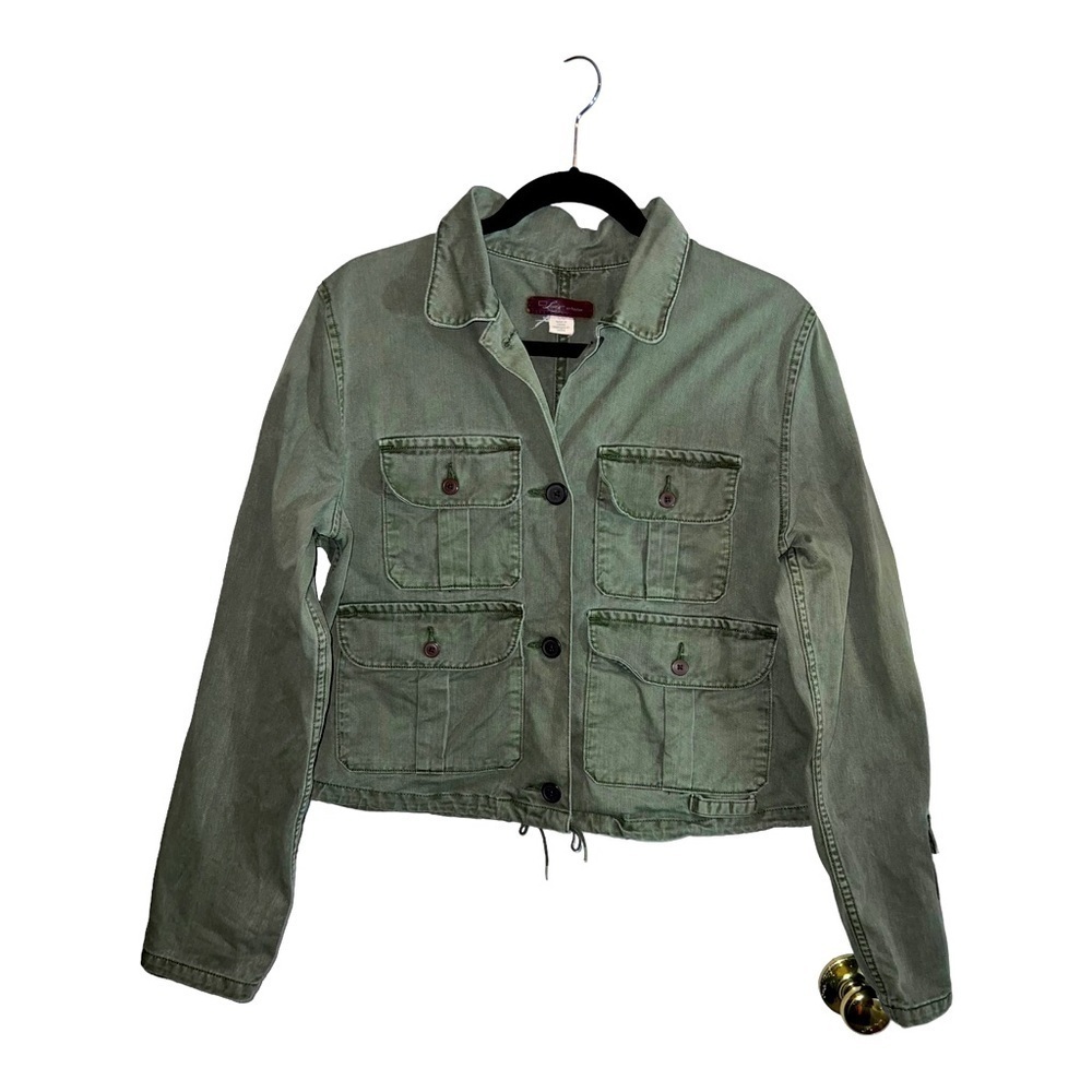 LEVIS Womens Olive Green Button Collared Jacket Sz L